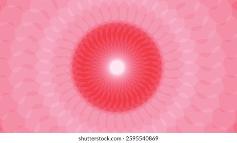 Abstract pink background with rays and circular design elements