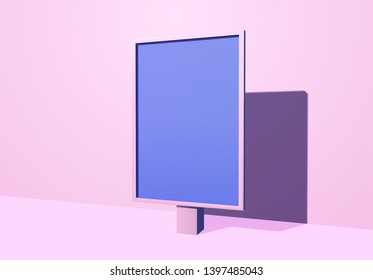 Abstract pink background with signage stand in the room