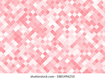 Abstract pink background with square pattern.Abstract seamless geometric pattern.Seamless geometric pattern in a white mesh on a light pink background.Pink square mosaic background.Vector illustration