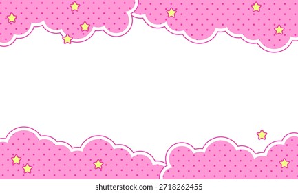 Abstractas fondo rosa con estrellas, nubes. Fondo Abstractas con pequeñas estrellas. Decoración Anuncio tematizado Lol sorpresa muñeca estilo femenino. Plantilla de tarjeta de invitación