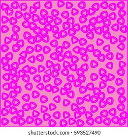 Abstract pink background with pink triangles on a pink circle randomly placed around the drawing