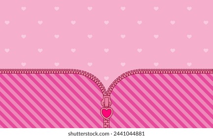 Ilustración abstracta del vector del fondo rosa. Brillante rosa rayado sobre fondo pálido para una fiesta temática en estilo muñeca sorprendido. Abra la cremallera vectorial y lindo candado. Plantilla de fondo de nacimiento rosa