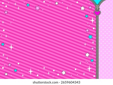 Ilustração de vetor de fundo rosa abstrato. Rosa brilhante listrado em fundo pálido para uma festa temática em boneca de estilo surpreso. Zíper e trava fofa