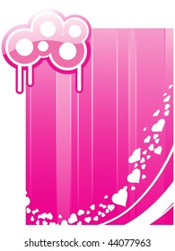 abstract pink background with white hearts, grungy circle