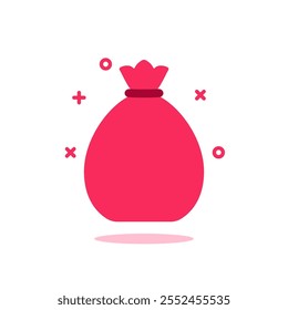 abstract pink bag full of xmas gifts. flat simple style trend modern logotype graphic art design element isolated on white. concept of sack for merry christmas party or traditional festive item