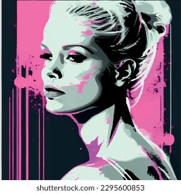 abstract pink black ballerina portrait illustration 