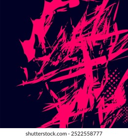 Abstract pink and black paint splatter design.
