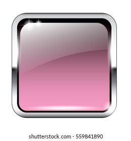 Abstract pink blank rounded square background in a silver frame, with space for your text. Vector illustration.
