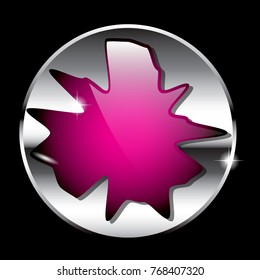 Abstract pink blot shaped background with a round silver frame, with space for your text. Vector illustration.