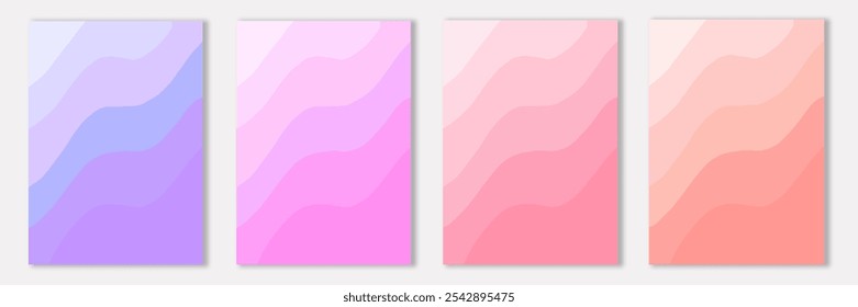 Abstract pink blue background card set. Valentine design bundle. Vector illustration for banner, poster.