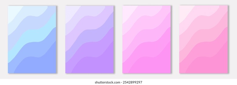 Abstract pink blue background card set. Valentine design bundle. Vector illustration for banner, poster.