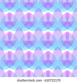 Abstract pink and blue background, geometric shapes with many thin lines. Seamless vector pattern. Lotus petals pattern. Vector illustration.