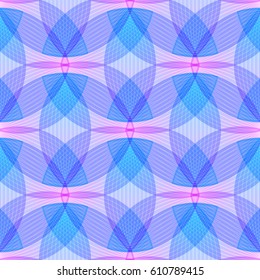 Abstract pink and blue background, geometric shapes with many thin lines. Seamless vector pattern. Lotus petals pattern. Vector illustration.