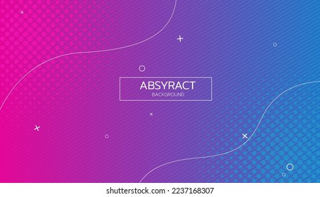 Abstract pink and blue background pattern of vector halftone dots and lines elements. Colorful geometric texture design, cards, poster, banner.