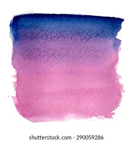 Abstract pink blue background. Watercolor hand drawing. Vector illustration