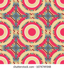 Abstract pink, blue and beige image with a squares. Vector illustration. Digital art abstract seamless pattern.