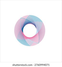 Abstract Pink and Blue Geometric Circular Spirograph Vector Pattern
