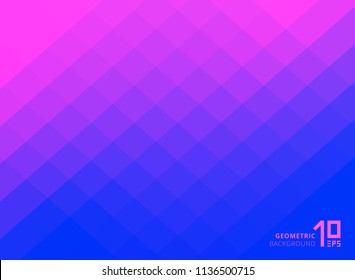 Abstract pink and blue gradient color squares pattern background with copy space. Vector Illustration