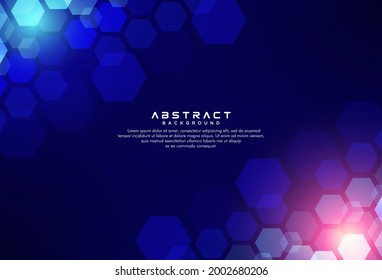 Abstract pink and blue hexagon geometric pattern element background. Medical, futuristic technology or science vector design concept. Modern minimalist digital gradient. Vector illustration