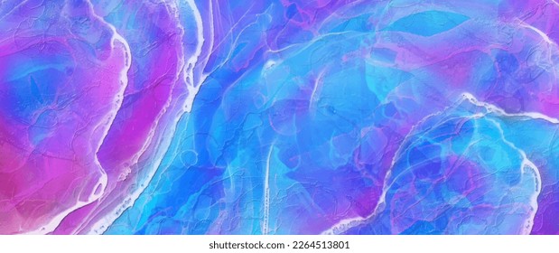Resumen de fondo de arte vectorial de tinta rosa y azul para diseño de portada, tarjeta, volante, afiche y diseño interior. Ilustración dibujada a mano. Arte fluido. Fondo acuático moderno.