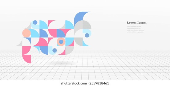 abstract pink blue round. geometric circle texture background. 3d wireframe pattern. architectural concept.