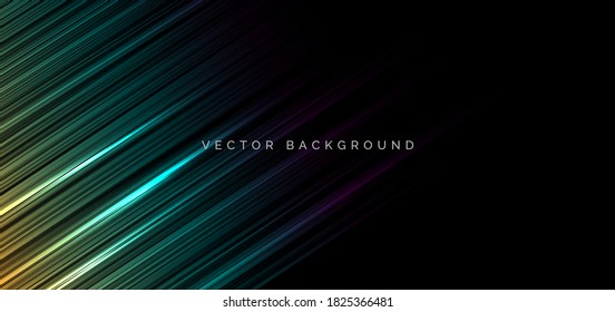 Abstract pink and blue stripe diagonal lines light on black background. Technology concept. Vector illustration  