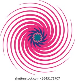 Abstract pink and blue swirling pattern with a central geometric element.