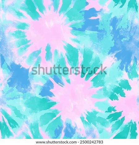 Abstract pink, blue and teal tie dye shibori watercolor painting, Cute seamless pattern design element for sale banners, posters, labels, and gift wrapping paper.