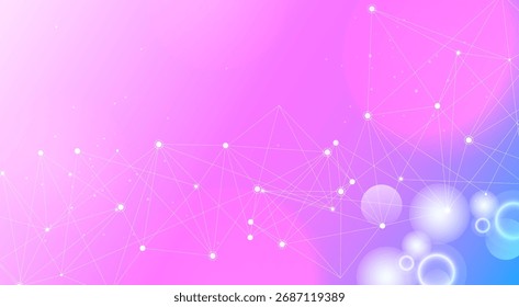 Fundo de tecnologia rosa e azul abstrato com malha de rede