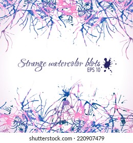 Abstract pink and blue watercolor blobs - vector illustration
