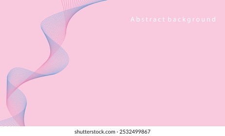 abstract pink and blue wave flowing left side on pink background vector