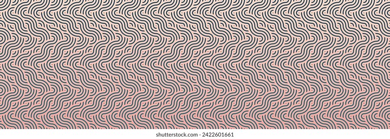 Abstract Pink and Blue Waves, Asian Seamless Patterns, Traditional Rounded Background in Festive Vector Design