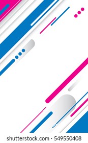 An abstract pink, blue and white vector background with sliding lines, dots, and shadows.
