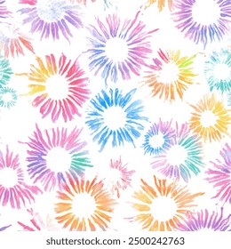 Abstract pink, blue and yellow tie dye shibori watercolor painting, Cute seamless pattern design element for sale banners, posters, labels, and gift wrapping paper.