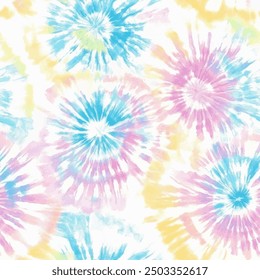 Abstract pink, blue and yellow tie dye shibori watercolor painting, Cute seamless pattern design element for sale banners, posters, labels, and gift wrapping paper.