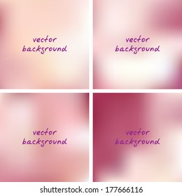 Abstract pink blurred backgrounds. Vector set.