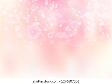 Abstract pink blurred soft focus bokeh background with copy space. Valentines day greeting card. Vector illustration