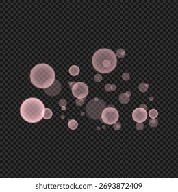 Efecto de luz bokeh rosa Abstractas con fondo transparente para la decoración festiva
