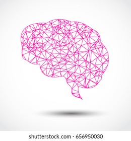 Abstract pink brain mesh on white background