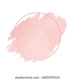 Abstract pink brush stroke with circular frame in soft pastel tones, perfect for creative projects, backgrounds, or invitations with modern brush frame grunge hand drawn concept.