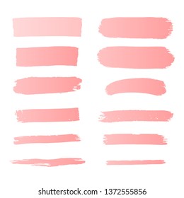 Abstract pink brush strokes set