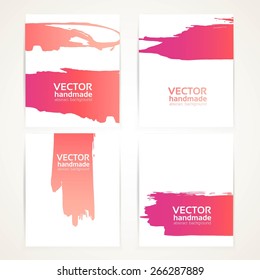 Abstract pink brush texture hand drawing banner set