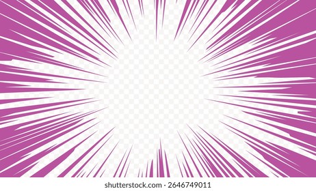 Abstract pink burst vector transparent background design for comic book style speed lines effect