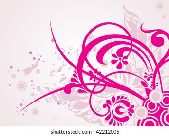 abstract pink butterfly background with floral pattern