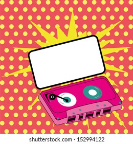 abstract pink cassette on special pop art background