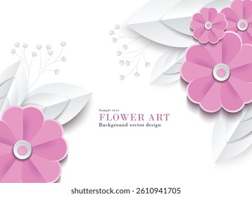 Abstract pink cherry blossom flower paper craft style illustration | Background material art series