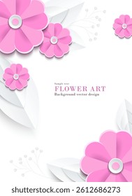 Abstract pink cherry blossom flower paper craft style illustration | Background material art series