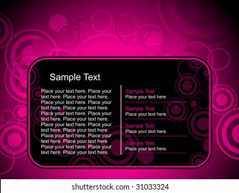 abstract pink circle background with black banner