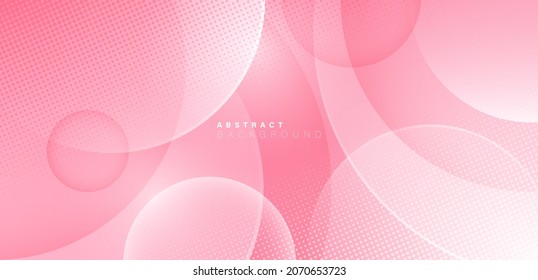 Abstract pink circle background with halftone dots decoration. Modern simple vibrant overlap geometric shapes texture creative design. Suit for poster, brochure, flyer, cover, banner, presentation