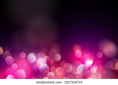 Abstract Pink Circle blurred light, Bokeh lights and glitter background Vector